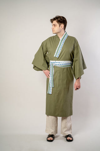 RONAMI Kaki Linen Kimono - OhKimono