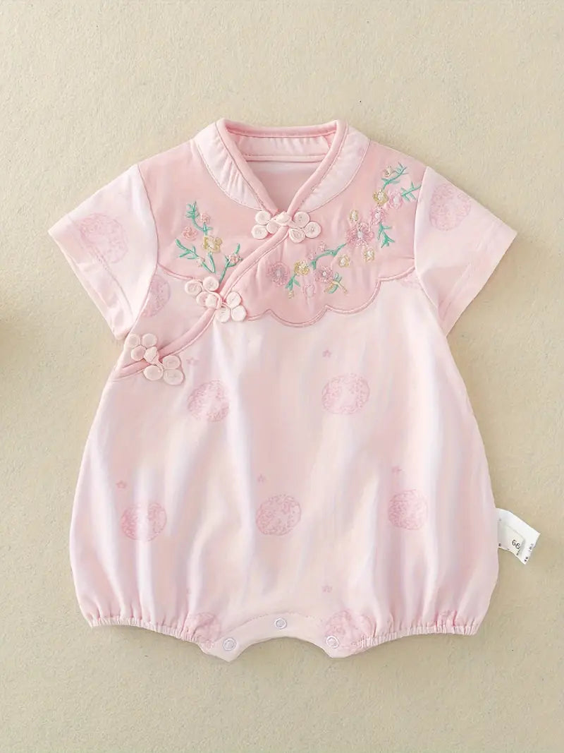 Pink floral bodysuit cotton pink