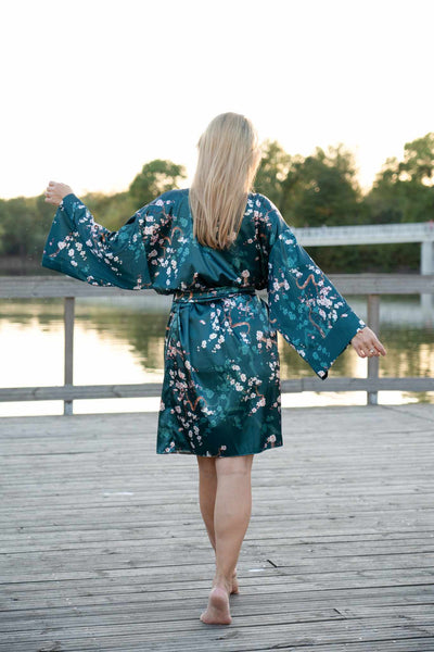 Chinese bloom short kimono green