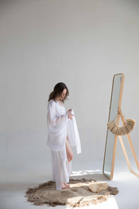 Long sheer veil sleeve White Kimono - OhKimono