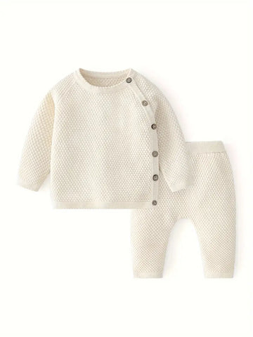 Cotton knit sweater and pants set