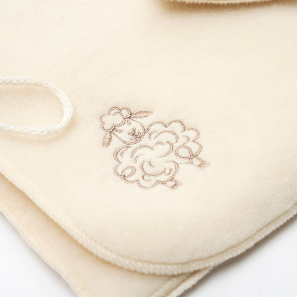 Kimono jacket "Sheep" embroidered 100% merino wool beige/ecru