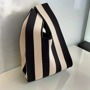 Small fabric black and white bag - OhKimono