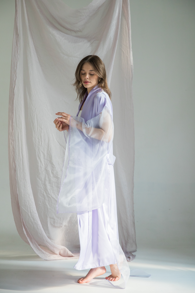 Organza sleeve lila kimono OhKimono