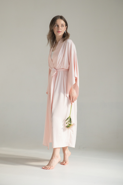 Short sleeve pink pastel kimono - OhKimono