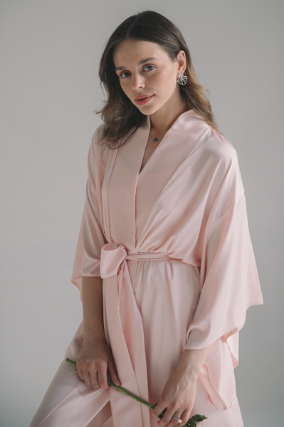 Short sleeve pink pastel kimono - OhKimono