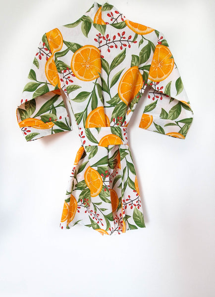 Baby Kimono Amalfi Mandarine Cotton - OhKimono