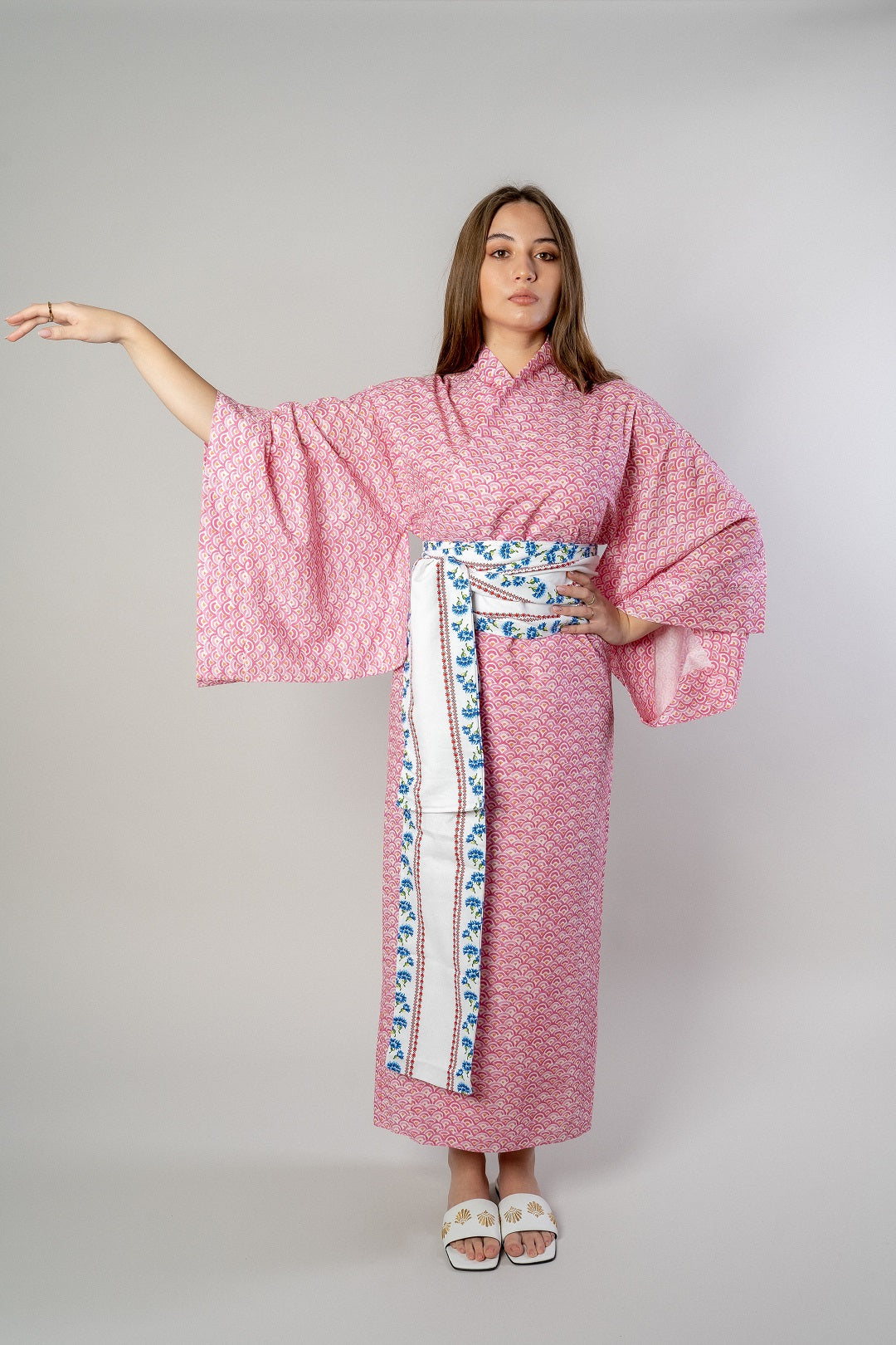 RONAMI Pink Wave Long Kimono - OhKimono