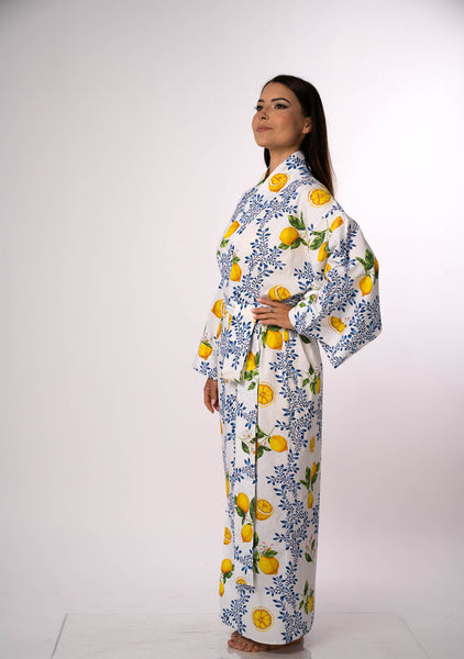 Oh, Amalfi! Lemon Cotton Kimono - OhKimono